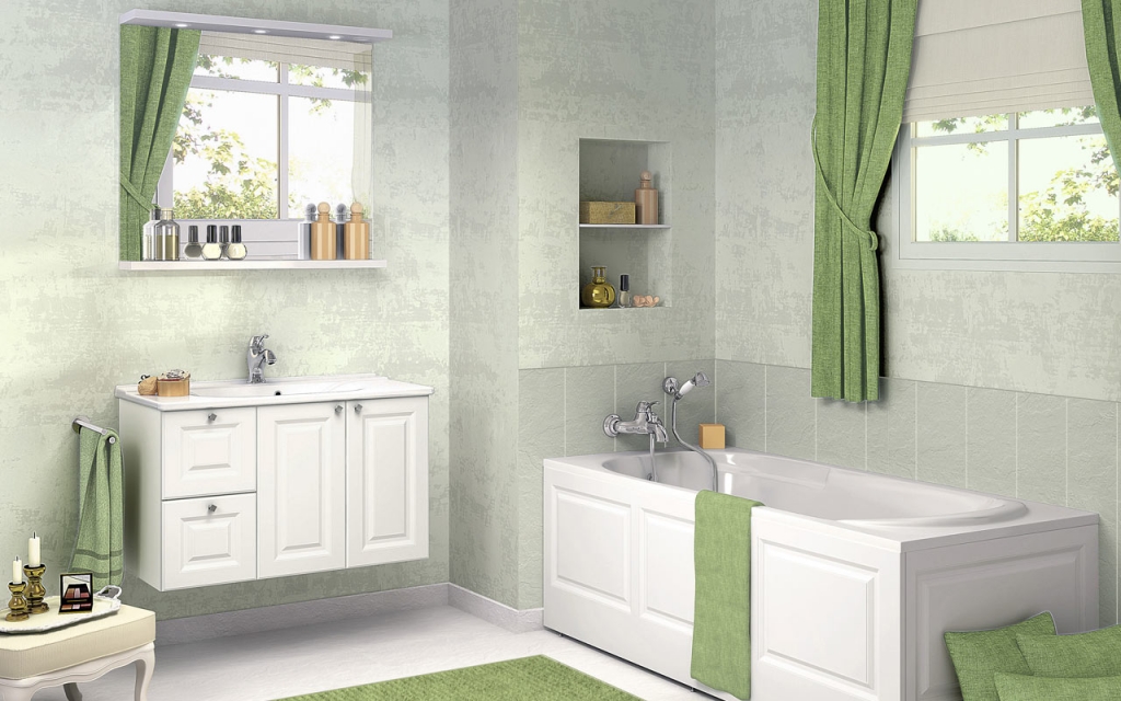 Bathroom-Design-ideas-with-Green-Curtain